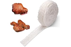 ZHDWC Meat Netting Roll, Meat Netting, Rope Netting 3m Elastic Ham Netting Smoked Meat Poultry Ham Netting Beef Netting Precut Butcher Twine Netting for Meat Cooking Meat Sausage Making(White)