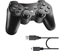 Diswoe Wireless Controller für PS3, Wireless Controller Double Shock Gaming Controller 6-Achsen Bluetooth Gamepad Joystick mi