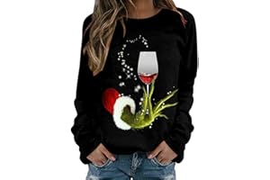 Prevently Grinch Sweatshirt Damen Weihnachts Pulli Grinch Oberteil Elegant