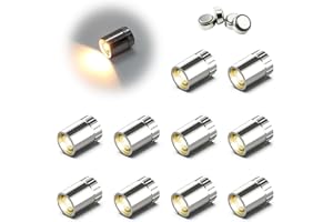 SUZEYAR 10 Pack Small Spotlight Battery Operated LED Lights, Warm White LED Wireless Miniature Spot Light for Artwork Painting,Jewelry Showcase Display,Closet,DIY Hand Craft (Warm White)