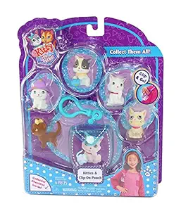 Kitty In My Pocket w/Clip On Blue Pouch & 5 Kitties(48540)
