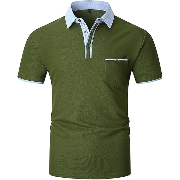 KUNJLELP Men's Regular-Fit Cotton Short Sleeve Polo Shirt