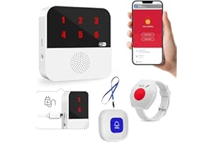 WIOONI Salvavita Anziani, Pulsante di Emergenza WiFi per Anziani Bracciale di Emergenza Sistema di Allarme di Emergenza per Anziani Pazienti Disabili, Compatibile con le app Smart Life e Tuya