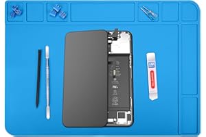 MMOBIEL Silikonowa Mata do Lutowania i Napraw - 48x34 cm - Odporna na Temperaturę do 500°C - Mata Warsztatowa do Lutowania, Telefonów Komórkowych i Elektroniki - z Izolacją Cieplną – Niebieska