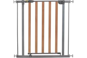 Hauck Türschutzgitter / Treppenschutzgitter für Kinder Wood Lock Safety Gate / ohne Bohren / 75 - 80 cm breit / erweiterbar mit separater Verlängerung / Metall Holz Gitter / grau