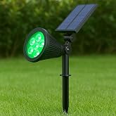 7W Green Light Solar LED Garden Fixture &ndash; Solar Powered Pile & Wall Mount Lawn Lighting Lamp &ndash; 7 LED, IP65, 90 L