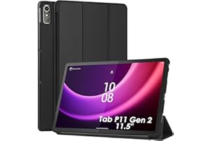WD&CD Cuero Funda Compatible para Lenovo Tab P11 Gen 2, 11.5 Pulgadas, Protector Compatible con Lenovo Tab P11 Gen 2, PC+PU Soft Caso Carcasa Case Libro de Cuero con Soporte Función, Negro