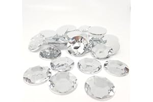 MajorCrafts® 30pcs 20mm Large Round Crystal Clear Flat Back Thick & Shiny Taiwan Acrylic Rhinestones