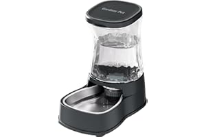 Gardner Pet 3.85L Comedero Gato Automatico, Bebedero Gatos Automatico con Bol Acero Inoxidable, Bebedero Perro para Gravedad, Sin BPA, Prevenir el Vertido, No Requiere Electricidad (Gris)