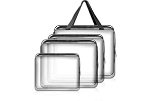 NICELAND Przezroczysta kosmetyczka 4 w 1, prezentowe kosmetyczki i walizki, torba plastikowa, przezroczysta torba podróżna z PCW, kosmetyczka dla kobiet/mężczyzn/dzieci, Czarny