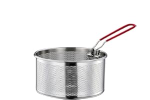 WMLBK Panier à frites, panier à frites, panier à pâtes en acier inoxydable, passoire de cuisine avec poignée, panier à frites, louche, écumoire, cuisine et passoire domestique (18 cm)