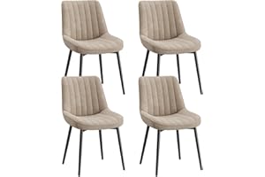 ‎COLAMY COLAMY Samt Esszimmerstühle 4er Set – Gepolsterte Stühle für Esszimmer & Küche mit Metallbeinen, Dickem Sitzpolster & Rutschfesten Füßen, Khaki