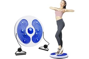AMROCKY Waist Twisting Disc, Waist Whisper, Waist Whisper twisting Disc Board for Exercise, Fitness Turntable for Home Workout, Waist Wriggling Plate with Resistance Bands and Foot Massage