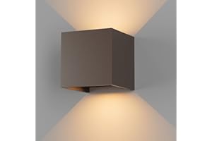 K-Bright 12W Applique da Parete Interno/Esterno Moderno Lampade da Esterno Bianco Caldo 3000K Lampada da Parete Angolo del Fascio Regolabile Applique IP65 Impermeabile, Rosso ruggine