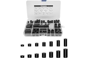 HOMSYWAY 80pcs ABS Round Spacer Washer Assortment Kit Isolation Spacer, for M6,M8 Screws Nylon Non Threaded Column Standoff Support Spacer, with Storage Box (Black)