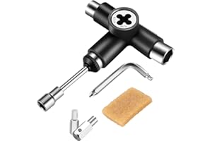 FTEYJEUIOTY Skate Tool Multi-Function Ratchet Skateboard Tool with Skateboard Griptape Eraser Kit