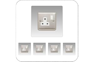 EWOLDS Set of 5 Single Socket Surround, Acrylic Back Panel or Plate, Protect Wall from Finger Prints, Choose from 18 Colours (Clear)
