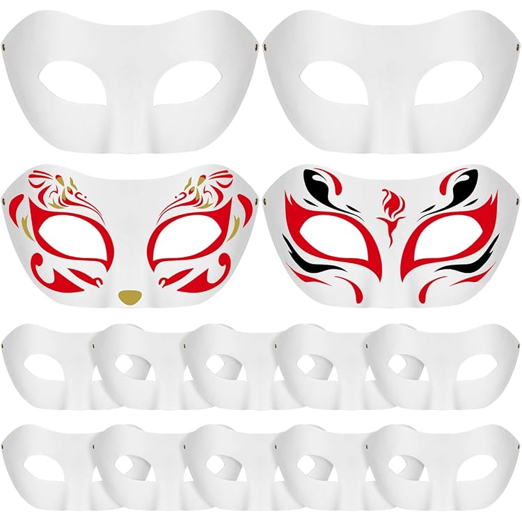 10 Stück Weiße Fuchs-Papiermasken Zum Selbstgestalten – Blanko, Bemalbar Für Karneval, Cosplay & Kindergeburtstag