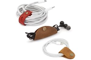 OTTO ANGELINO Londo Organizer con Set di Fermacavi per Auricolari e Cavi in Vera Pelle