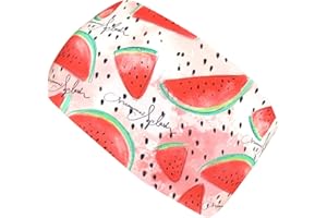 ‎WOLLHUHN Wollhuhn ÖKO Mädchen/Damen/Buben Cooles Elastisches Stirnband/Haarband Bequem Jersey Baumwolle Viele Motive 2121515590 (Wassermelone Rot/Rosa/Weiß)