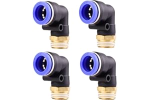 ANGEEK 4 piezas 16mm 1/2" PT Racores neumáticos en codo de 90° con rosca macho Racores rápidos neumáticos para mangueras Push-in Conexión de aire comprimido Push-in