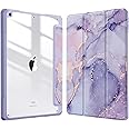 FINTIE Hybrid Case Compatible with iPad 9th / 8th / 7th Generation (2021/2020/2019 Release) 10.2 inch - Shockproof Cover with Clear Back Shell w/Pencil Holder, Auto Wake/Sleep, Purple Marble