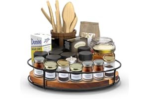 Occzin Lazy Susan Drehteller-Organizer 23cm Drehteller Holz Küche Gewürzregal Snurrad Drehplatte, 360° Drehbares Organizer für Schrank, Speisekammer, Küche, Arbeitsplatte, Kühlschrank, Schrank