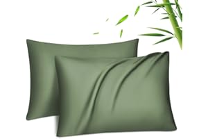 ‎FITTIA Fittia 2er-Set Lyocell Bambus Kissenbezug Bambusfaser Kopfkissenbezug Kissenhülle Seidig weichkühlend atmungsaktiv mit verdecktem Reißverschluss, Bambusgrün, 50x70cm
