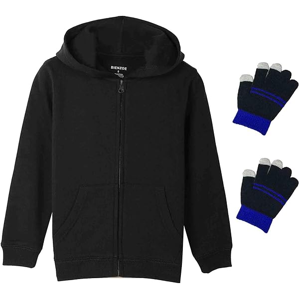 thumbnail image 2 of Boys Zip Up Black Hoodie Lightweight Jacket – Stretchy Air Layer Sweatshirt With Full Zipper Black, Black / 11-12 Years 2 of 12