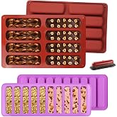 HMCEY 4 Pieces Mould for Energy Bars, Rectangular Silicone Mould with 8 Cavities, Cake Mousse Molds of Chocolate Non-Stick, P