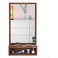 Anikaa Jinny Engineered Wood Dressing Wall Mirrors Wall Hanging Mirrors with Shelf Decorative Wall Mirror Dressing Table for Bedroom Living Room (Walnut) Matte Finish, Rectangular