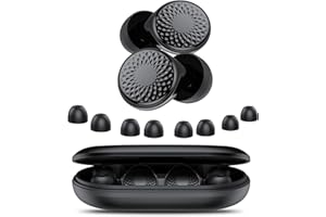 IKG Tapones Oidos Ruido Dormir,45 dB,suaves y reutilizables,protección auditiva con 8 auriculares en 4 tamaños (XS/S/M/L),y bolsa de transporte,para dormir,conciertos,trabajo,estudio,viajes,negro