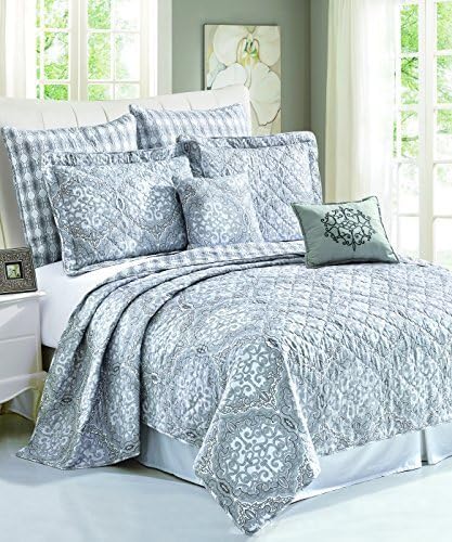 BNF Home 7 Piece Printed Microfiber Melody Bedspread Quilts Set, Queen by BNF Home