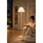 Metal Beyaz Lambader 150 cm İthal Beyaz Kumaş Pileli Kırma Modern Başlık LAM10