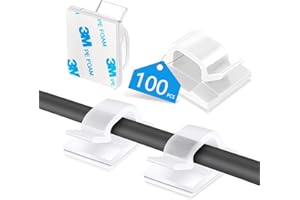 Abnii 100 supporti per cavi, per esterni, per interni ed esterni, autoadesivi, per gestione dei cavi, organizer per cavi, gancio per il fissaggio dei cavi, catena luminosa, grande 3 m, Transparent