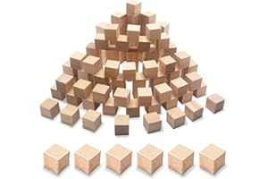 ‎CUWELT CUWELT 120 Stück Holz Würfel Deko, 20mm Holzwürfel Blanko zum Basteln, Quadrat Würfel Natur mit Schleifschwamm, Natürliche Bastelwürfel für DIY, Malen, Handwerk, Dekoration, Stempel, Zahlen
