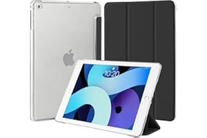 4UBonLife Custodia per iPad 6a /5a Generazione 9,7 Pollici 2018/2017, per iPad Air 1 2013/Air 2 2014 Cover Protettiva Rigida, Sottile e Leggera con Traslucida Posteriore Opaca Cover, Nero
