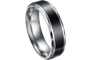 JewelryWe Bague en acier inoxydable pour homme et femme avec sac cadeau Noir Argenté