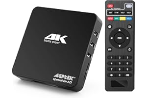 AGPTEK 4K@60hz MP4 Media Player unterstützt 8 TB HDD/256G USB-Laufwerk/SD-Karte mit HDMI/AV-Ausgang für HDTV/PPT MKV AVI MP4 H.265, Unterstützt für Werbung, Untertitel/Timing und Tastatursteuerung