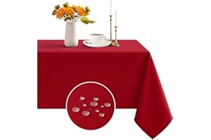 Romanstile wipe clean Tablecloth Christmas Red,rectangular,140x180 CM,Stain Resistant Washable Table Cloths Polyester Table Cover for festive Kitchen Dining Party Wedding New Year Decorations
