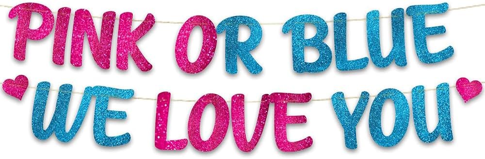 Gender Reveal Party Baby Shower Decorations - Pink or Blue We Love You Gender Reveal Banners - Pregnancy Announcement