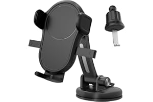 JOEAIS Samochodowy uchwyt na telefon komórkowy, obracany o 360°, uniwersalny uchwyt na telefon komórkowy, zestaw 3 szt. (uchwyt + przyssawka + klip), deska rozdzielcza, przednia szyba, wentylacja,