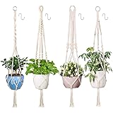 Xddias 4 Stück Makramee Blumenampel Baumwollseil Hängeampel, Blumentopf Pflanzen Halter Aufhänger Pflanzenhalter für Innen Au