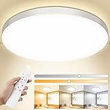 OUILA Plafoniera LED Soffitto Dimmerabile, 24W Lampada da Soffitto con Telecomando 3000K-6500K Plafoniera Bagno IP44 Impermea
