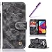 Produktbild HMTECH LG V30 Hülle Vintage Einfarbige Ledertasche Blumen Prägung Flip Standfunktion Karten Slot Magnetverschluß Brieftasche Schalen für LG V30,Vintage Pure PU:Gray
