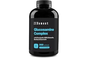 Glucosamine Complex – Synergistic Formula with Chondroitin, MSM, Boswellia, Quercetin & Bamboo – 6-Month Supply, 365 Capsules – No Additives, Non-GMO – Zenement