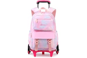 Tanou Plecak na kółkach, lekki plecak szkolny na kółkach, dla dziewcząt w klasie 1-5, na kółkach, tornister szkolny, 16 cali, Rosa, Plecak