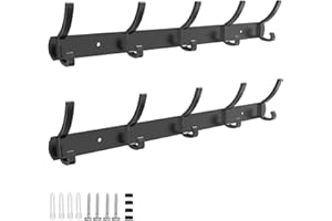 Galerie SV Appendiabiti da Parete,2 Pezzi Ganci Appendiabiti Attaccapanni da Muro in Metallo,Cappotto Asciugamano Gancio Rack Wall Mount Gancio per Cappelli,Giacche,Sciarpe (Nero Opaco)