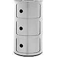 Kartell Componibili Contenitore 3 Elementi, ABS, Base Tonda, Cromato, 32 x 32 x 58.5 cm