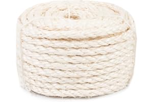 LEREATI Corde pour Arbre à Chat, 6mm x 15m Ficelle Sisal Naturel Corde Arbre a Chat Rechange Cordelette Accessoire Chat pour Réparation et Remplacement Griffoir pour Chat, DIY Décoration de Jardin